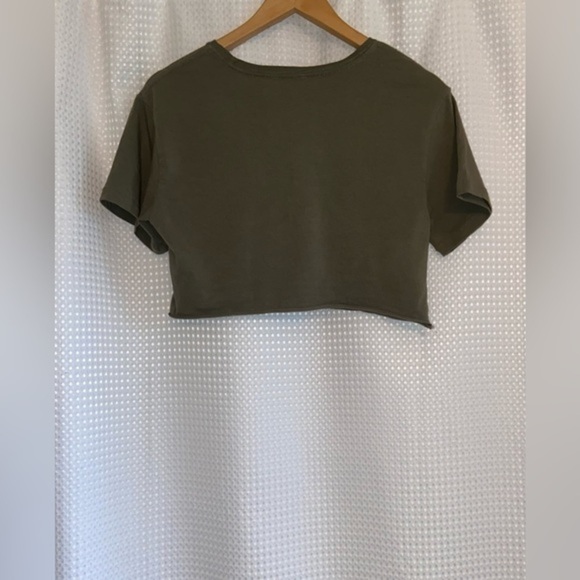 Women’s Defrost stretchy cotton Crop top T-Shirt‎ kaki size Medium - Picture 4 of 7